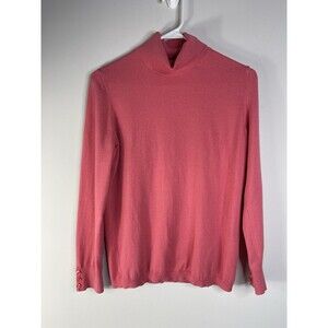Talbots Woman Turtleneck Sweater Women's MP Coral Pink Cable Knit Cotton